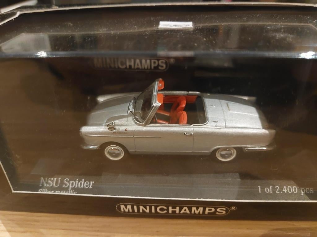 Minichamps NSU Spider 1964-67 silver met 1/43, Hobby & Loisirs créatifs, Enlèvement ou Envoi, Neuf, Voiture, MiniChamps