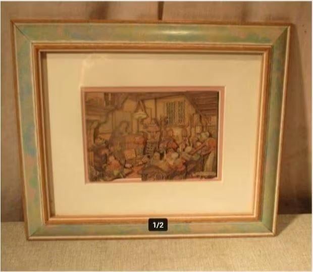 Prachtig 3-dimensionale Prent 'In de Klas' - Anton Pieck, Ophalen of Verzenden, Zo goed als nieuw, Prent