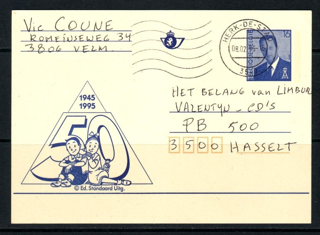 Postzegels : België / Briefkaarten stripfiguren, Postzegels en Munten, Postzegels | Thematische zegels, Ophalen of Verzenden, Gestempeld