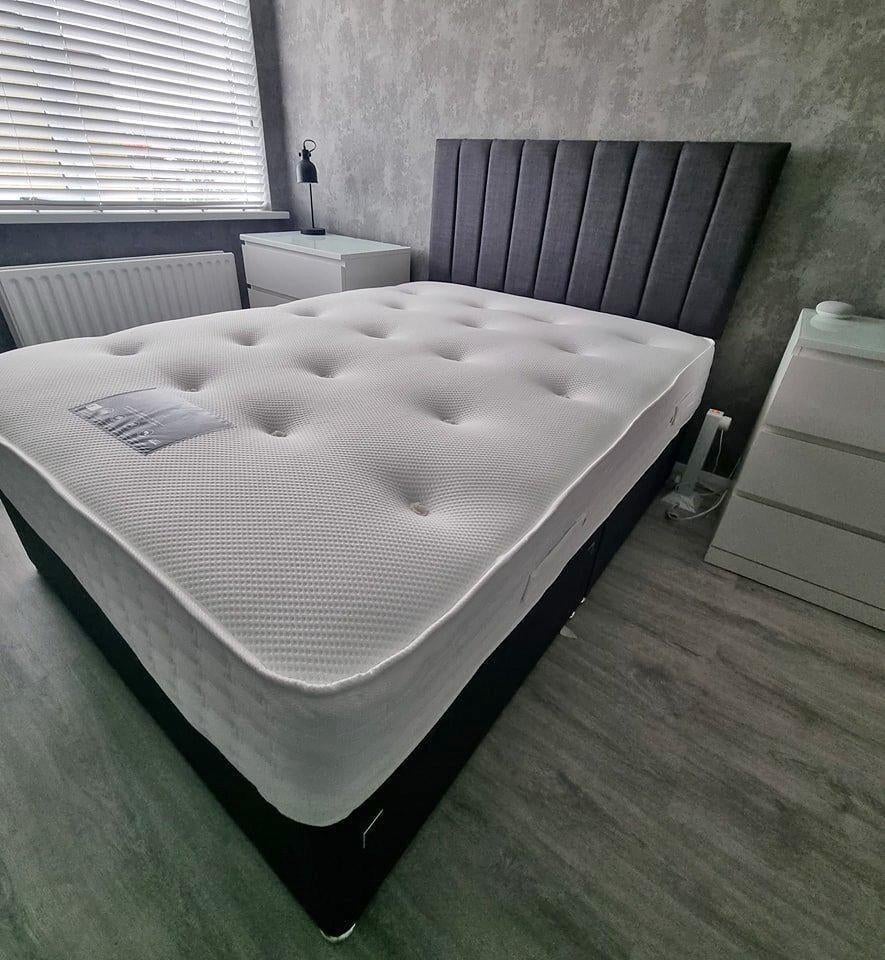 Luxe opbergbed 2-persoonsbank met Comfort Matras, Huis en Inrichting, Slaapkamer | Bedden, Verstelbaar, 200 cm, Box spring, Grijs