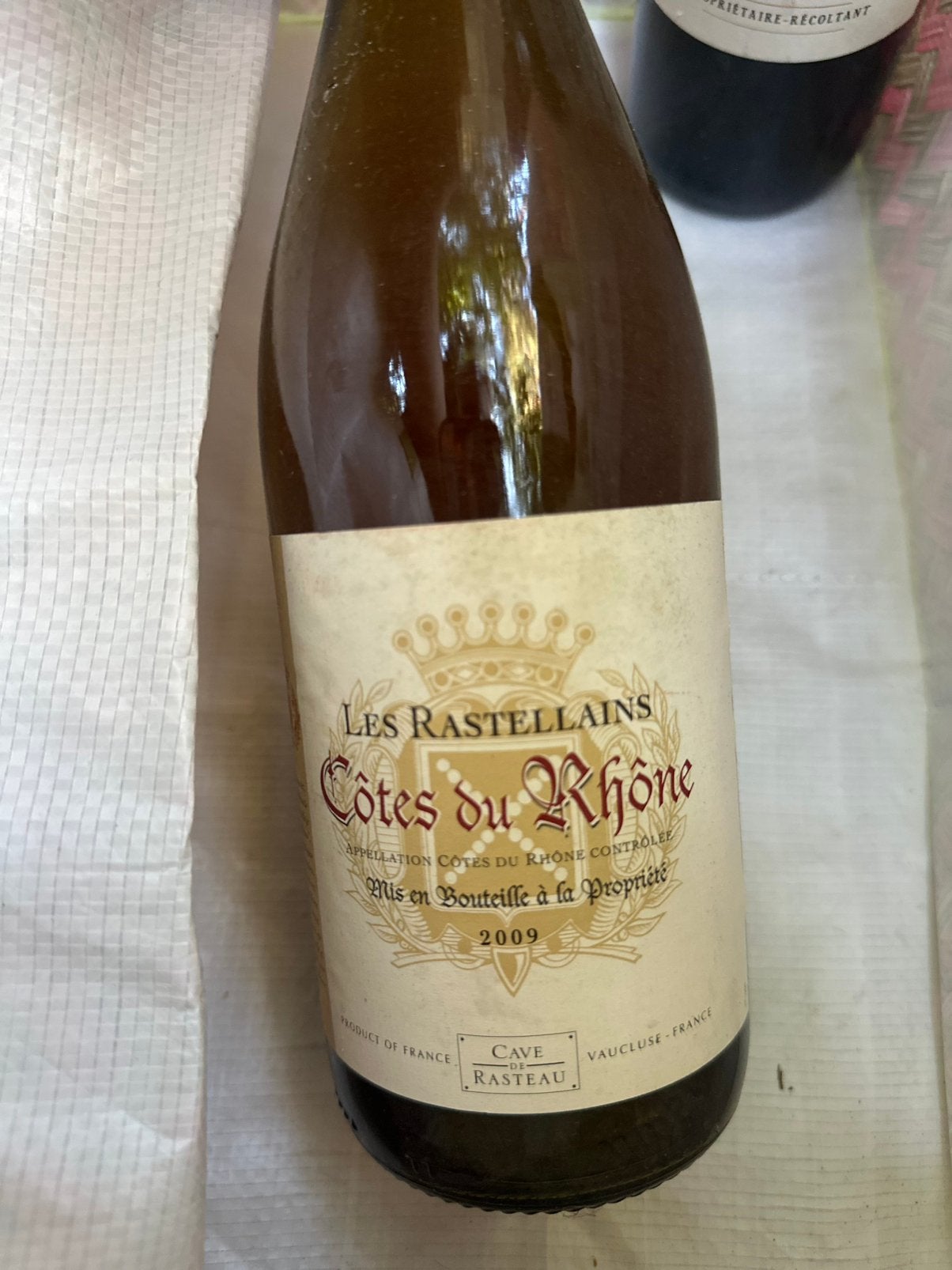 Les Rastellains Côtes du Rhône de la Cave de Rasteau, Ophalen, Zo goed als nieuw