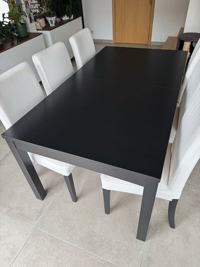 [VDS] Table extensible IKEA Bjursta et 6 chaises Henriksdal, Maison & Meubles, Enlèvement, Utilisé, Rectangulaire