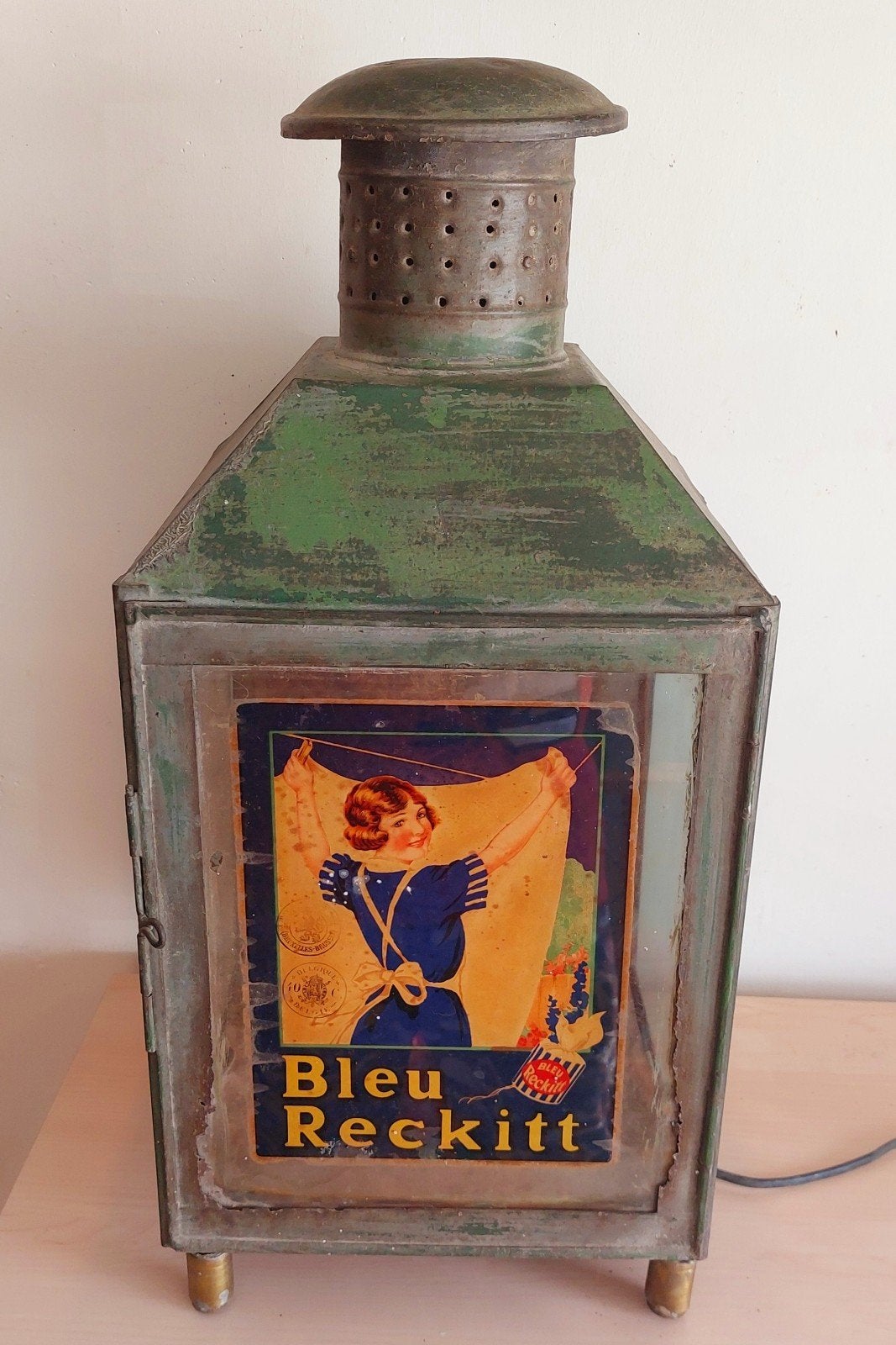 Lanterne Bleu Reckitt vintage, Antiquités & Art, Enlèvement