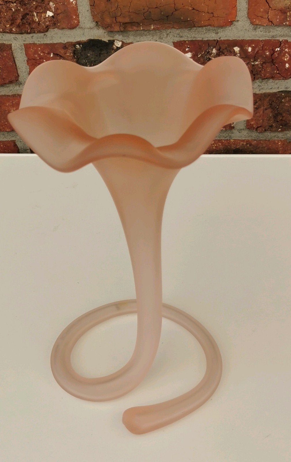 vase trompette en verre rose mat italien vintage, Enlèvement