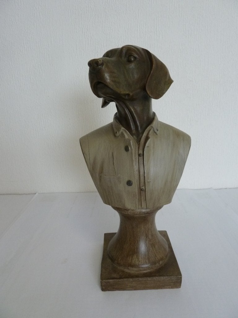Buste van hond in kostuum 29cm, Antiek en Kunst, Ophalen of Verzenden