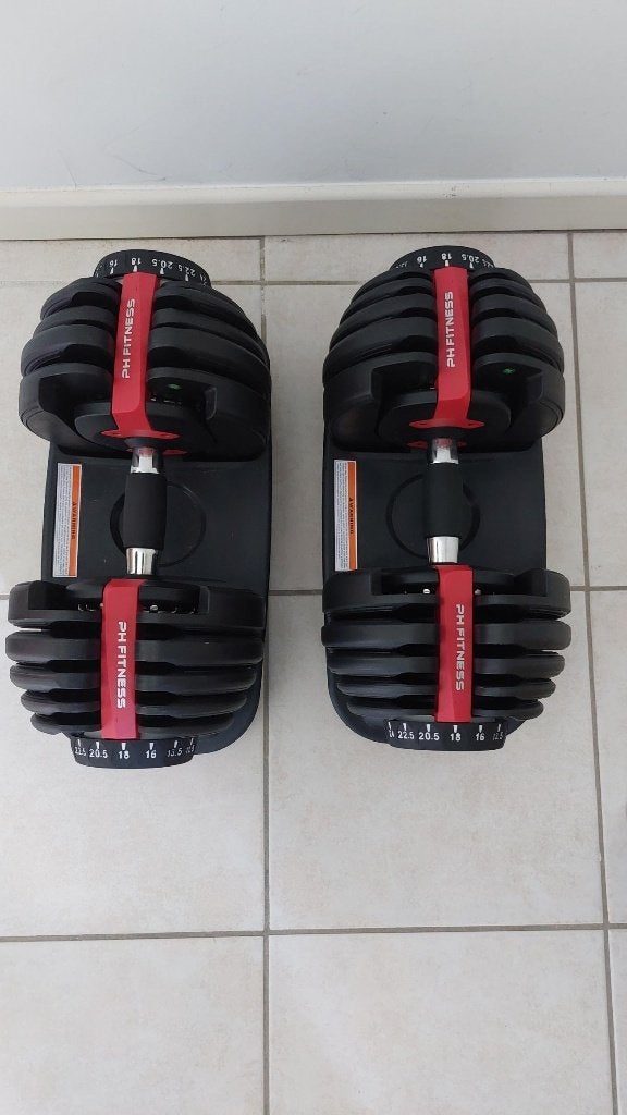 PH Fitness Verstelbare Dumbbells 2x24 kg – Zo goed als nieuw, Enlèvement, Comme neuf, Pectoraux, Haltère
