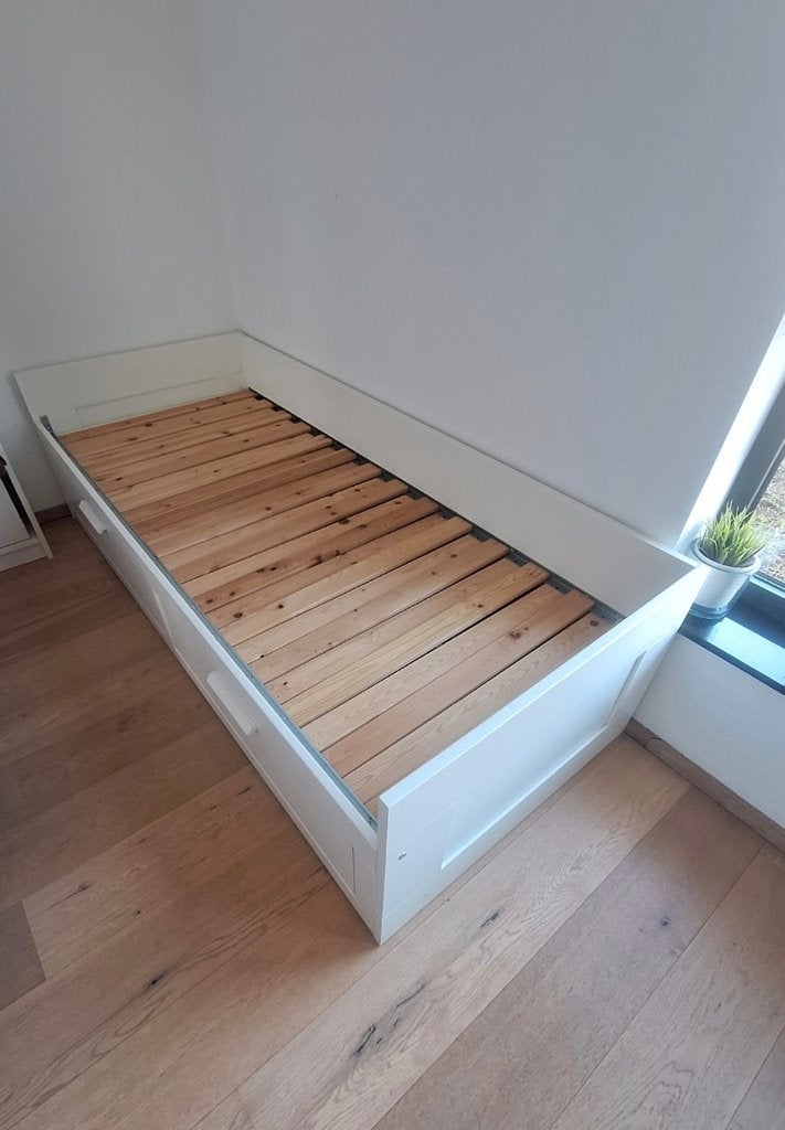 Bed, Huis en Inrichting, Slaapkamer | Bedden, Gebruikt, Eenpersoons, 160 cm, 200 cm, Hout, Wit, Verstelbaar, Ophalen