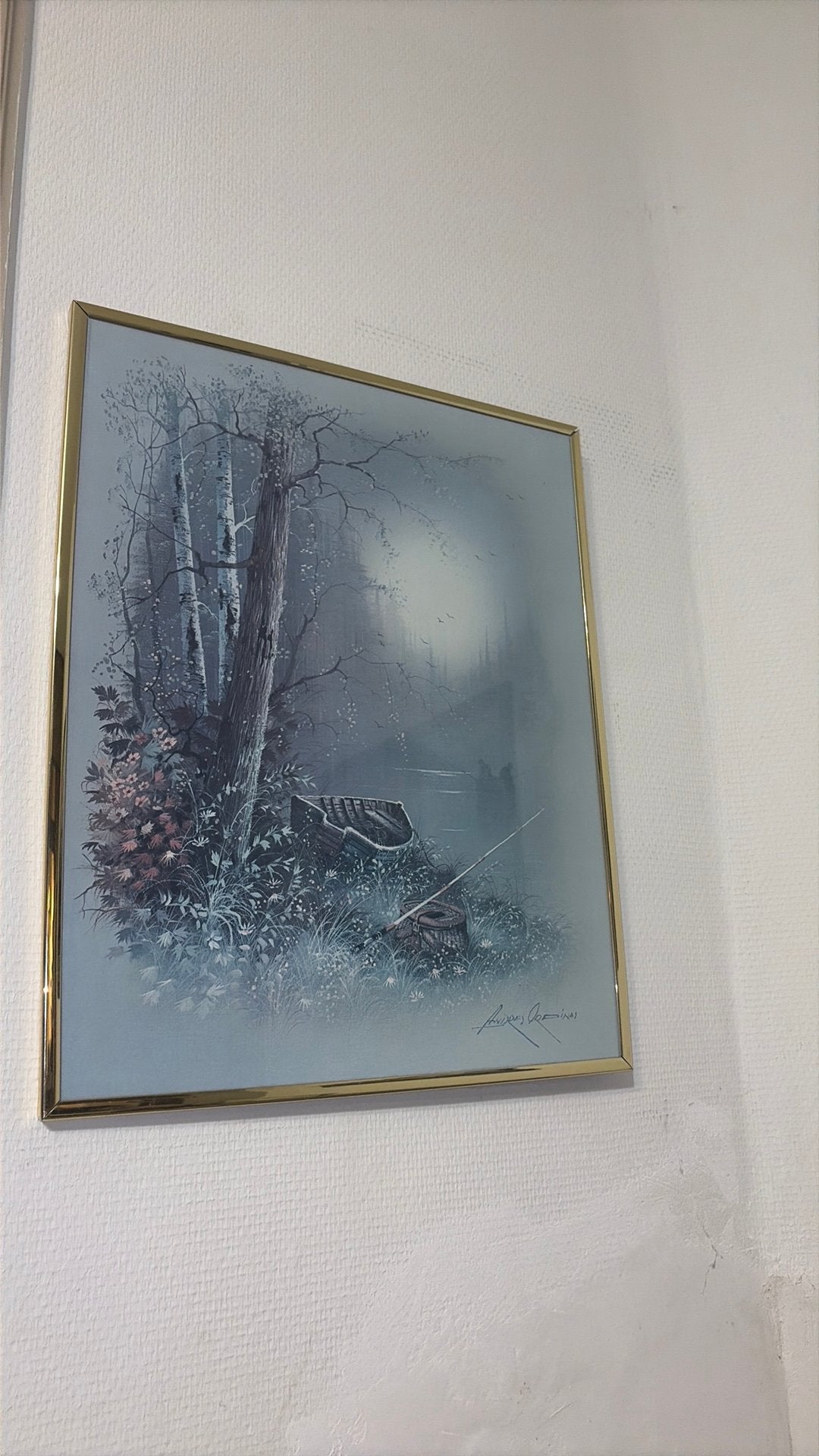 Vintage Schilderij / Litho Andres Orpinas, Antiek en Kunst, Ophalen