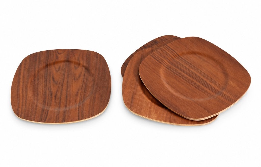 6 Vintage Mid-Century Modern Danish Teak Serving Plates, Huis en Inrichting, Ophalen of Verzenden, Gebruikt, Hout, Modern