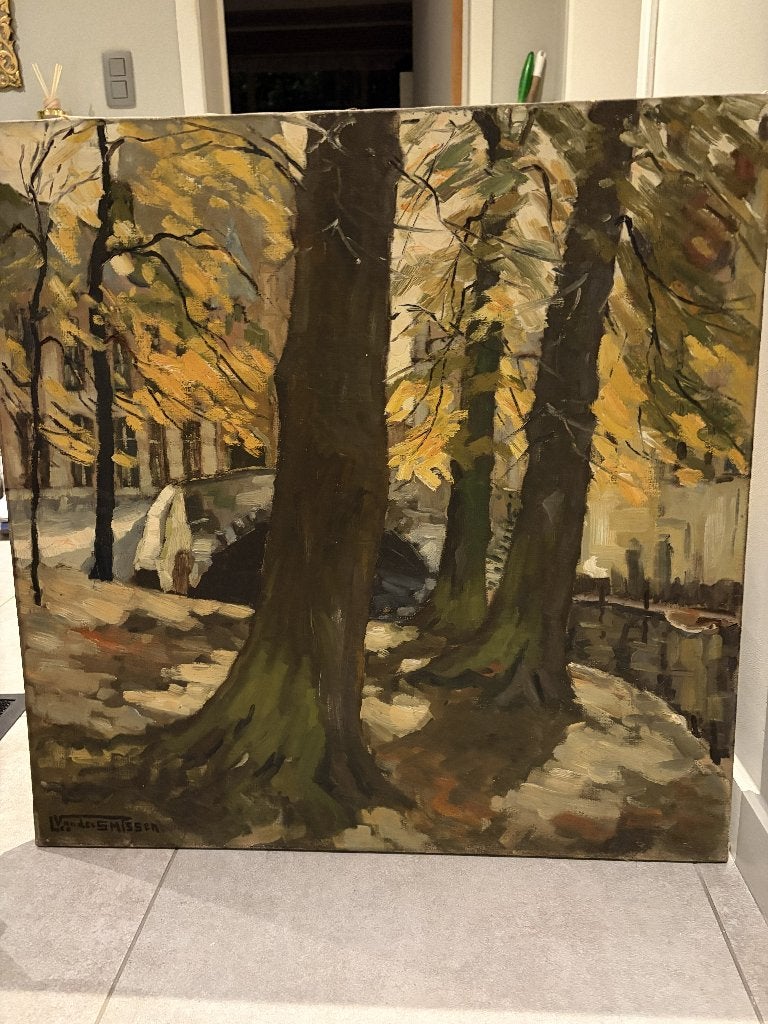 Olieverfschilderij - landschap - van Leo Vandersmissen, Antiquités & Art, Art | Peinture | Classique, Peinture à l'huile, Paysage