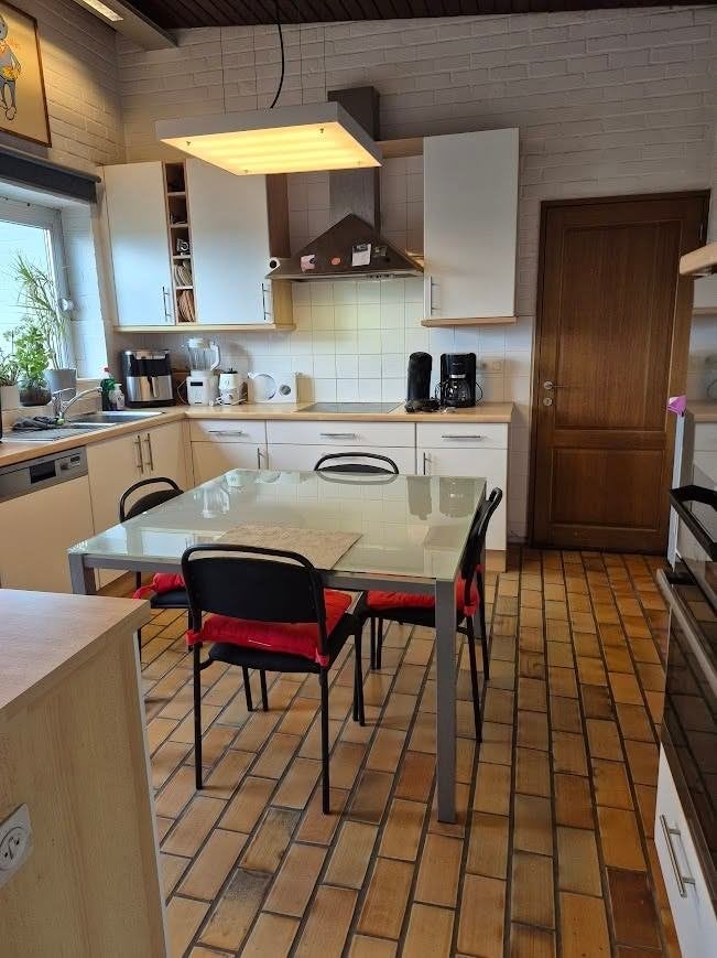 Keukentafel 1m20 op 1m20 en vier stoelen, 100 à 150 cm, Cinq personnes ou plus, Carré, 100 à 150 cm