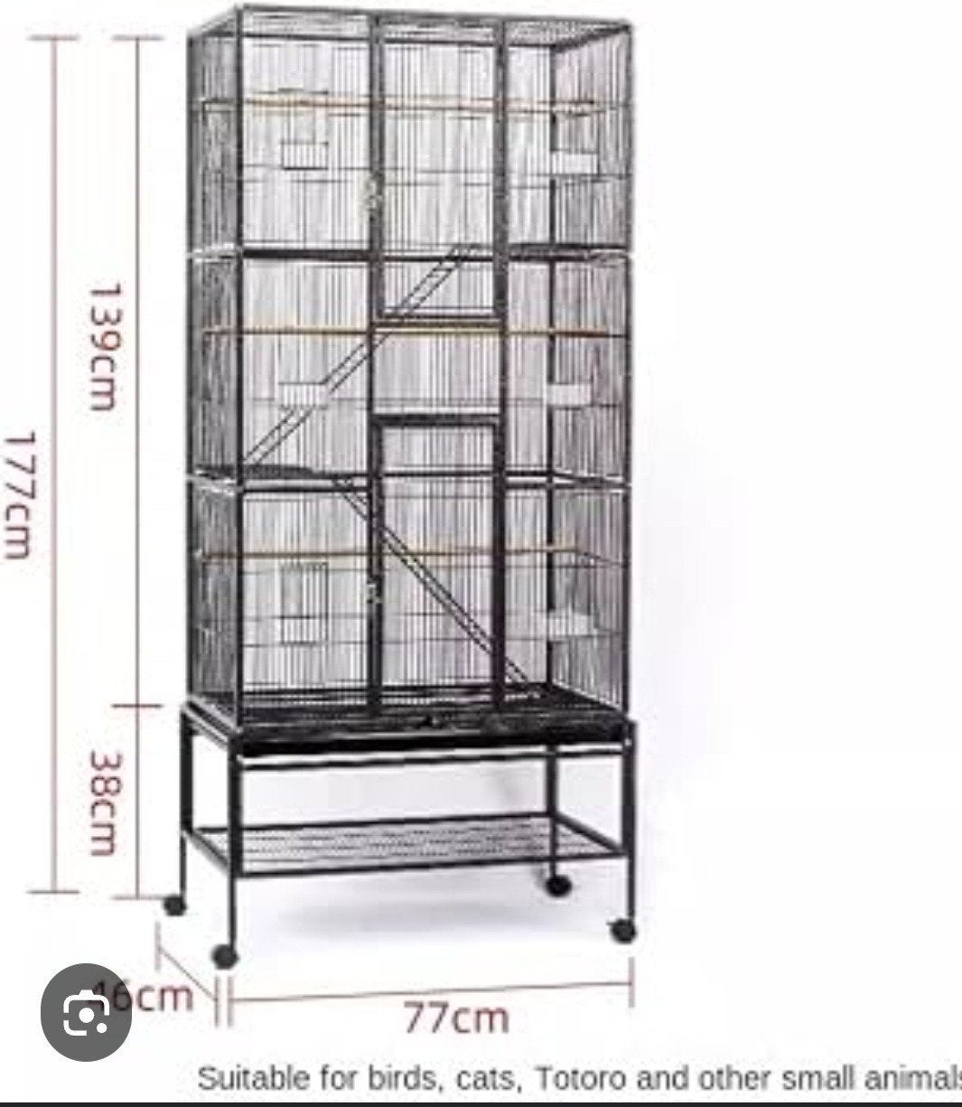cage à oiseaux  noire 1m76 x 77 x 46, Enlèvement, Comme neuf, Autres matériaux, Cage à oiseaux