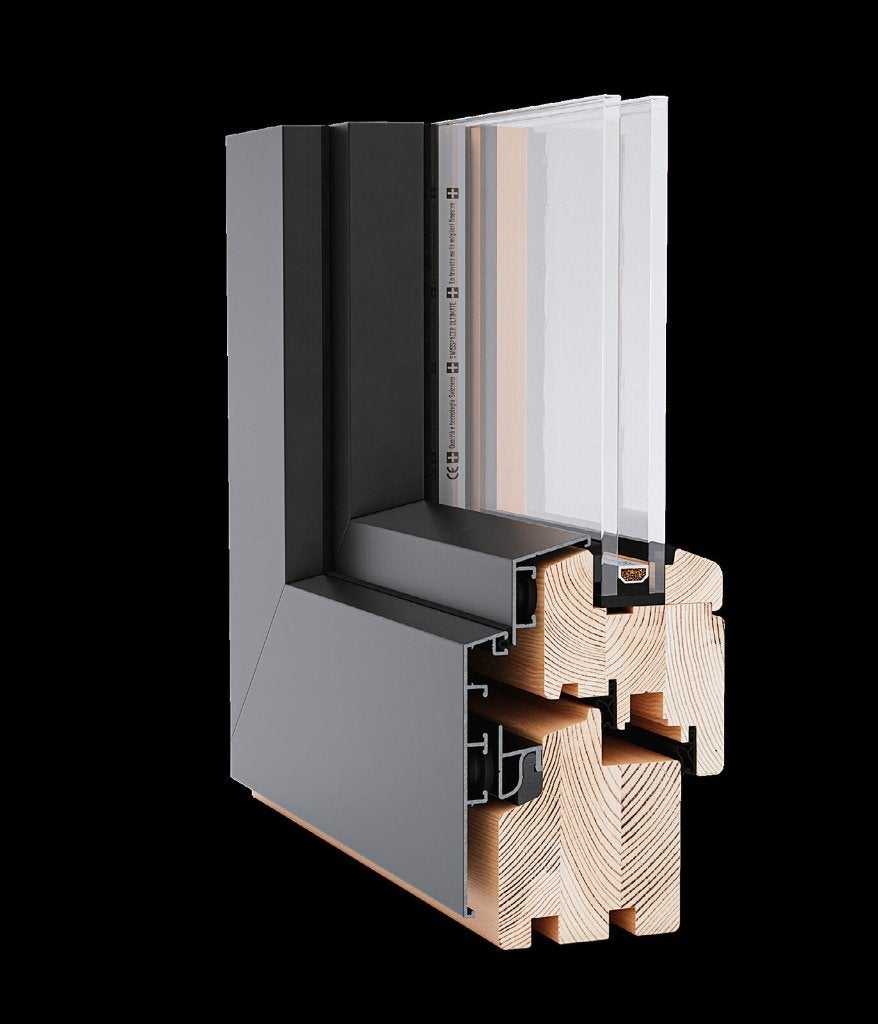 Hout-aluminium ramen op maat - hout binnen, alu buiten, Doe-het-zelf en Bouw, Ophalen