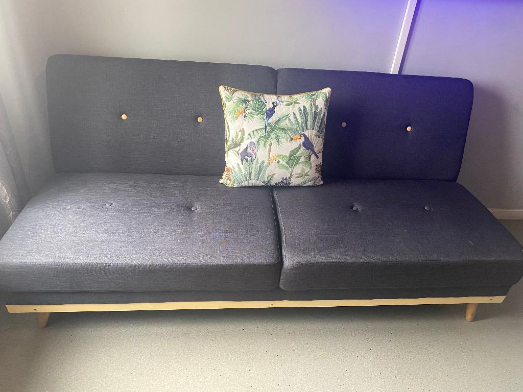 Zitbank +slaapbank, Ophalen, Zo goed als nieuw, Tweepersoons, Grijs