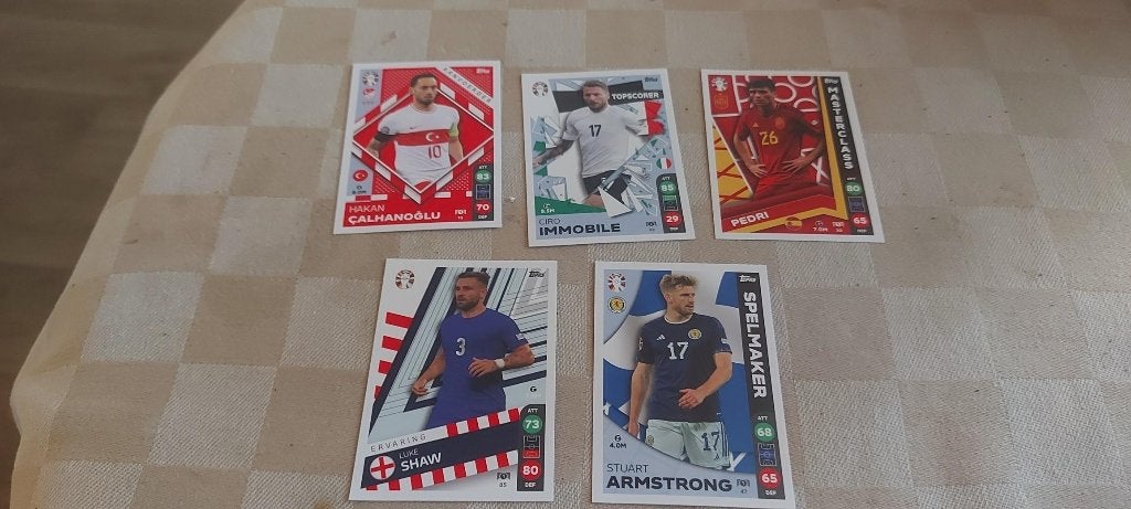 5 voetbal plaatjes EK 2024 oa Pedri Armstrong Shaw, Ophalen of Verzenden, Nieuw