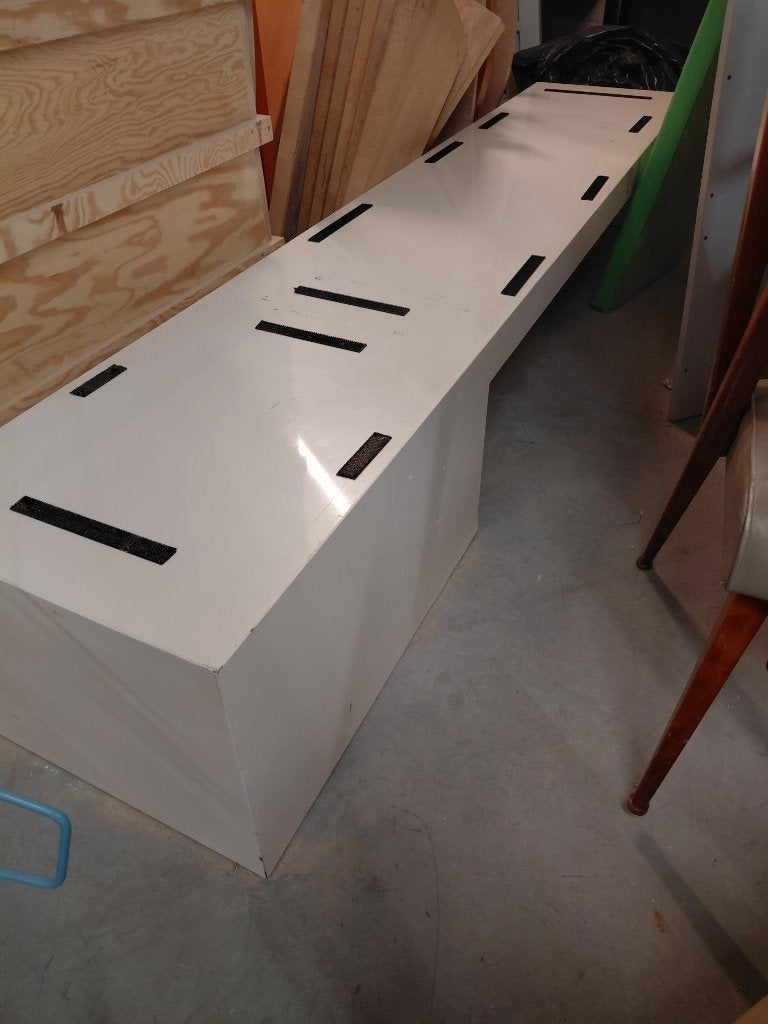 Long meuble bas tv ou banquette blanc, Huis en Inrichting, Kasten |Televisiemeubels, Ophalen, Gebruikt, 200 cm of meer, Minder dan 100 cm