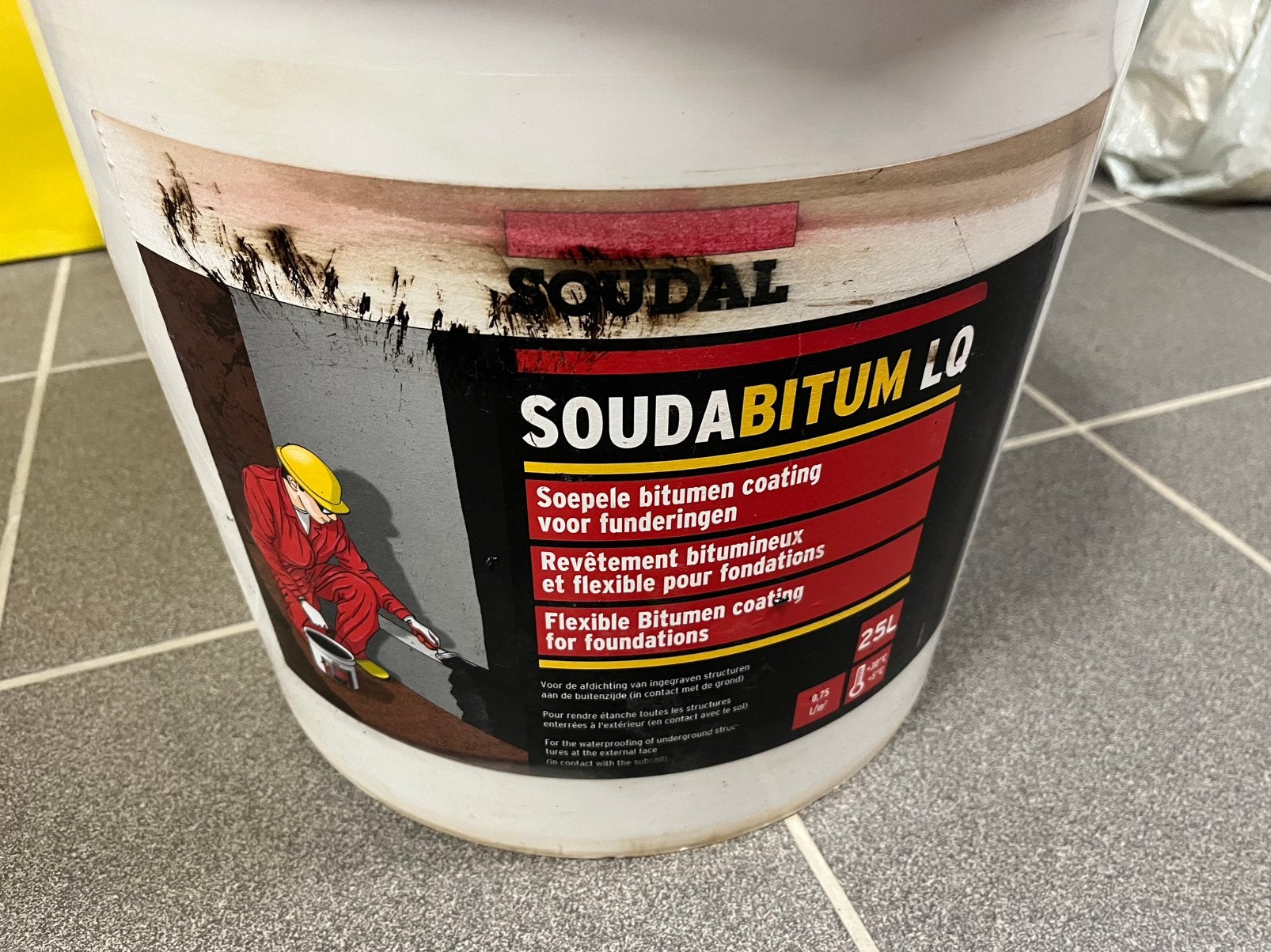 SOUDAL Soudabitum LQ coating voor funderingen 25l, 15 tot 20 liter, Ophalen, Gebruikt, Zwart
