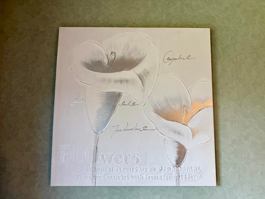 Set van 2 wanddecoraties: De Calla Lelies / Drieluik Bloesem, Antiek en Kunst, Kunst | Schilderijen | Modern, Ophalen
