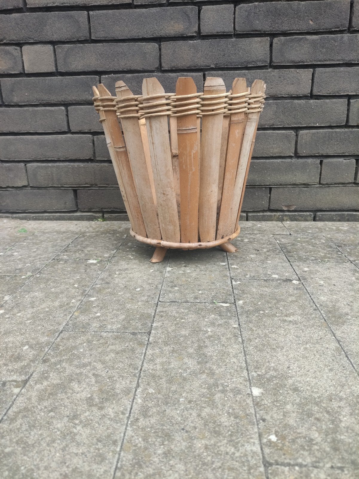 Bloempot jaren 70 bamboe, Tuin en Terras, Ophalen, Overige materialen, Binnen