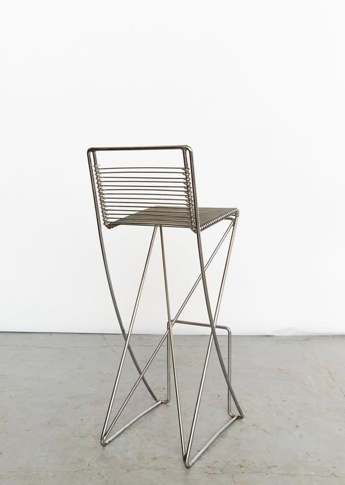 Kreuzschinger Bar Stools by Till Behrens, 1980s, Set of 2, Ophalen, Zo goed als nieuw, 90 cm of meer, Metaal