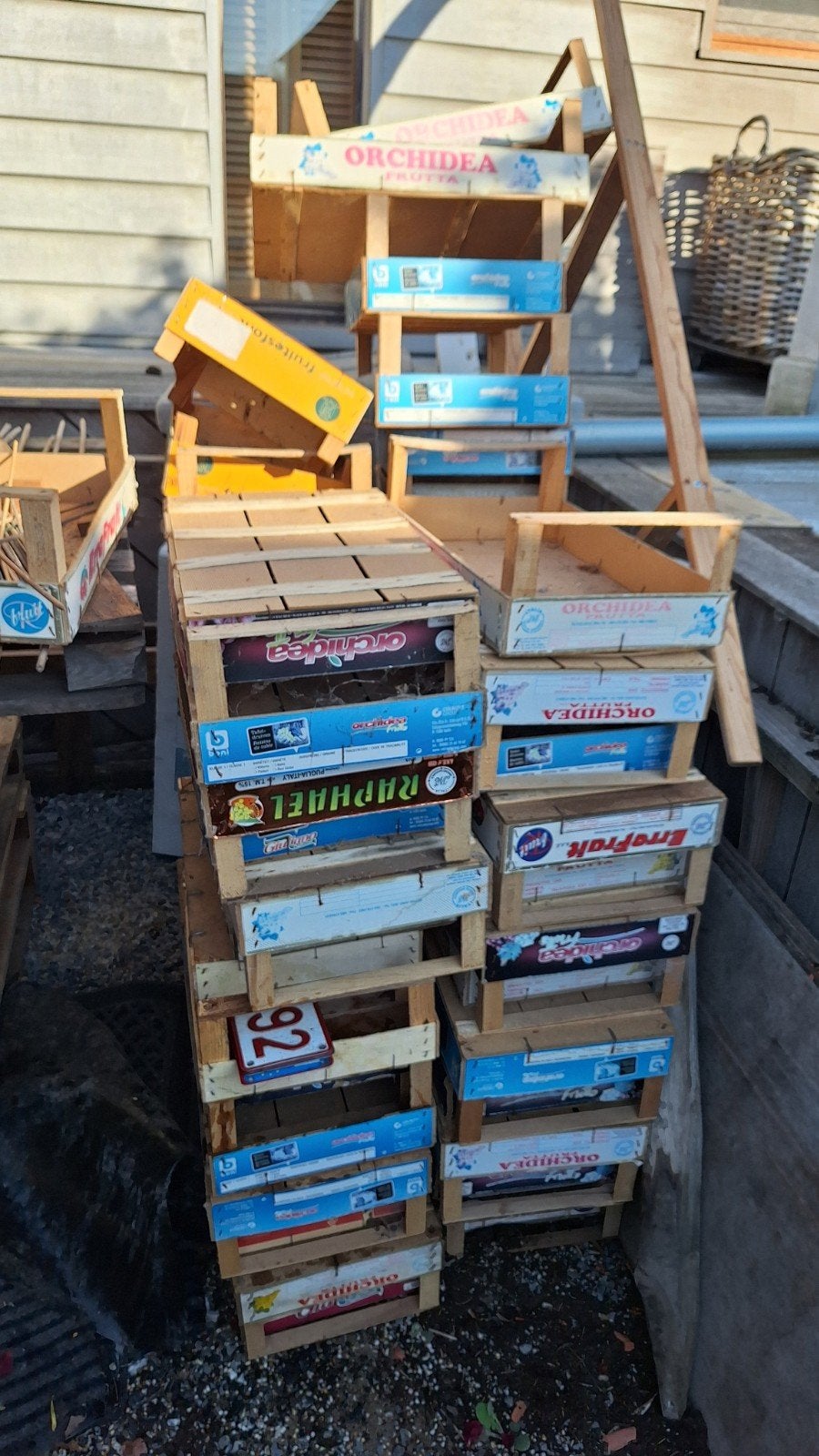 Houten fruitbakjes +-50 stuks, Ophalen, Gebruikt, Bak of Kist