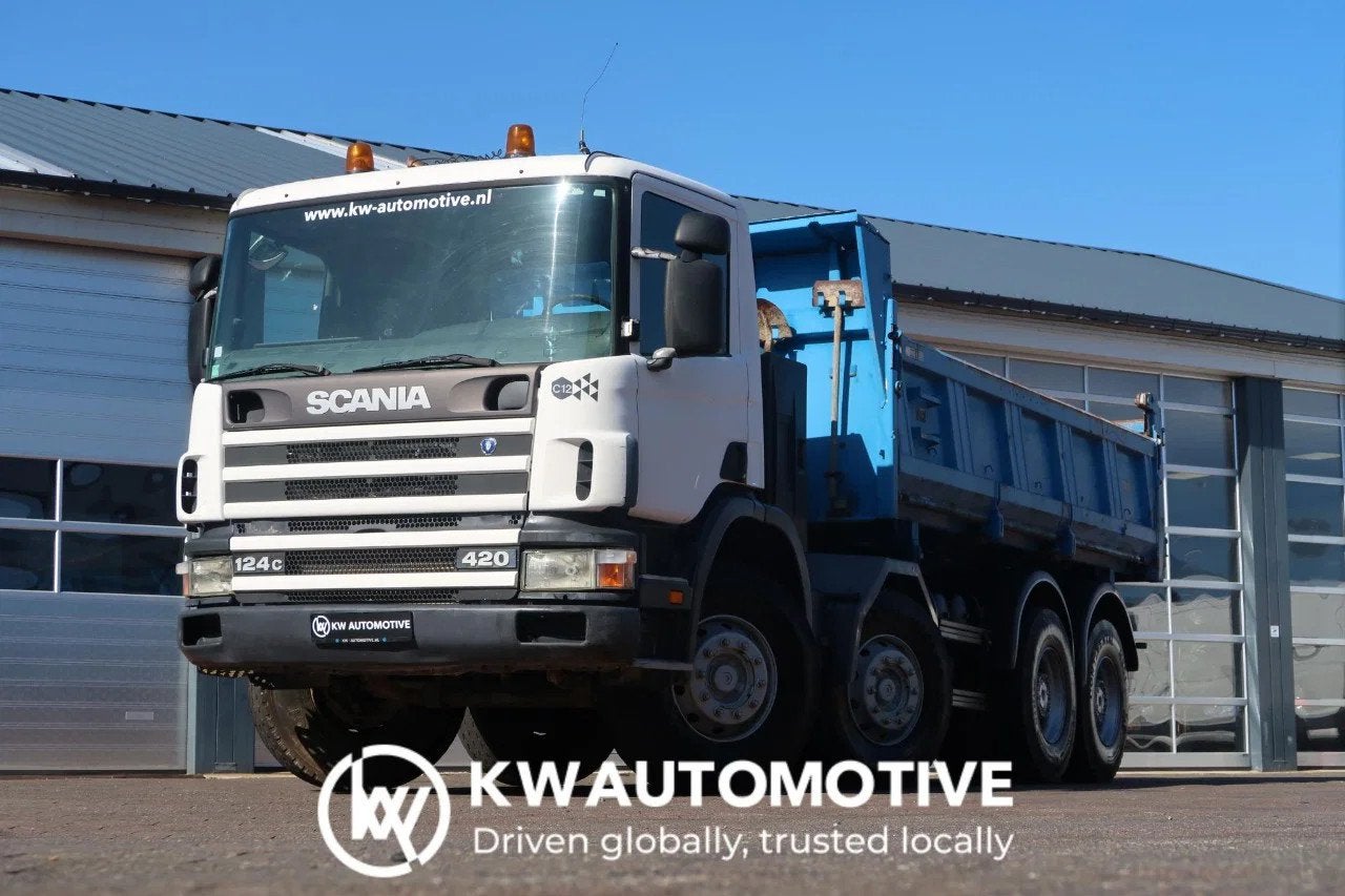 Scania 124c 420 8X4/ MANUAL/ RETARDER/ MEILLER-KIPPER/ STEEL, Autos, Achat, Verrouillage central, TVA déductible, Propulsion arrière