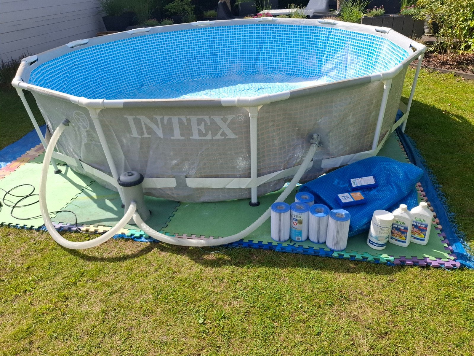 Zwembad Intex prism frame 3m66x76cm + filter +..(zie foto's), Ophalen, Gebruikt, Minder dan 80 cm, Rond
