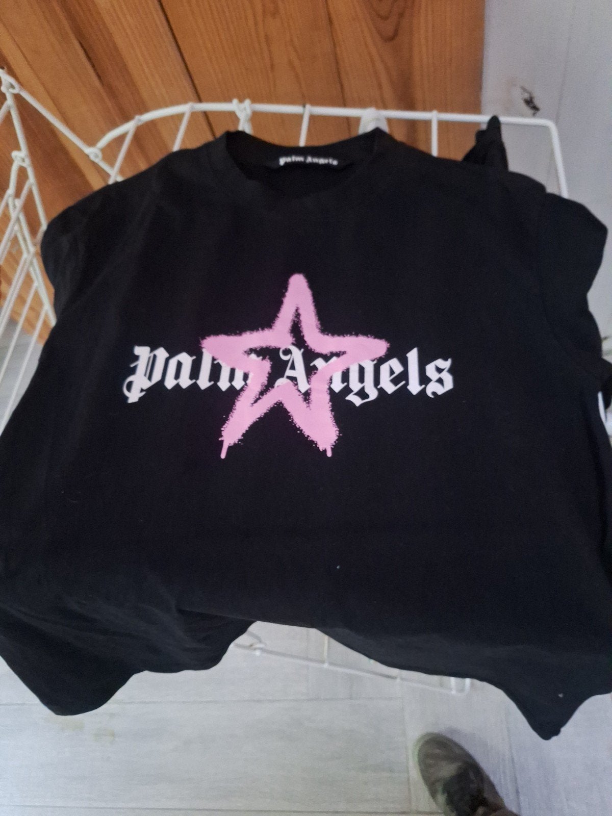 Palm Angels Star Logo T-Shirt Zwart Roze - M - Origineel, Enlèvement, Taille 48/50 (M), Noir, Neuf