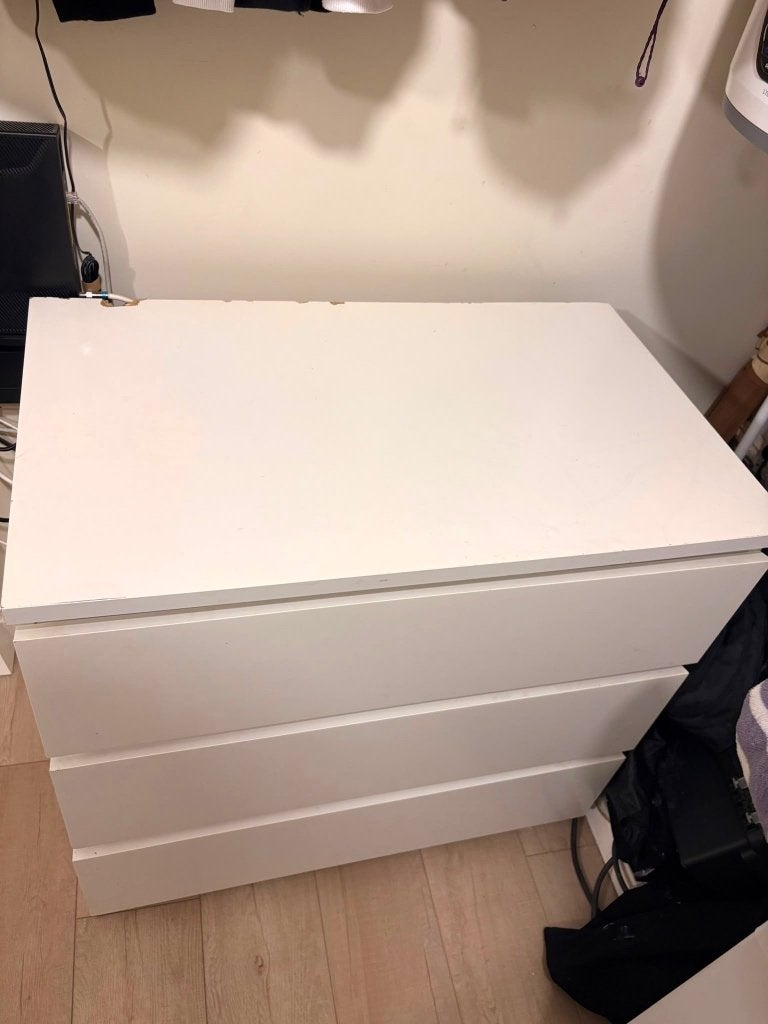 Commode blanche IKEA Malm 3, 3 ou 4 tiroirs, 25 à 50 cm, Enlèvement, Utilisé