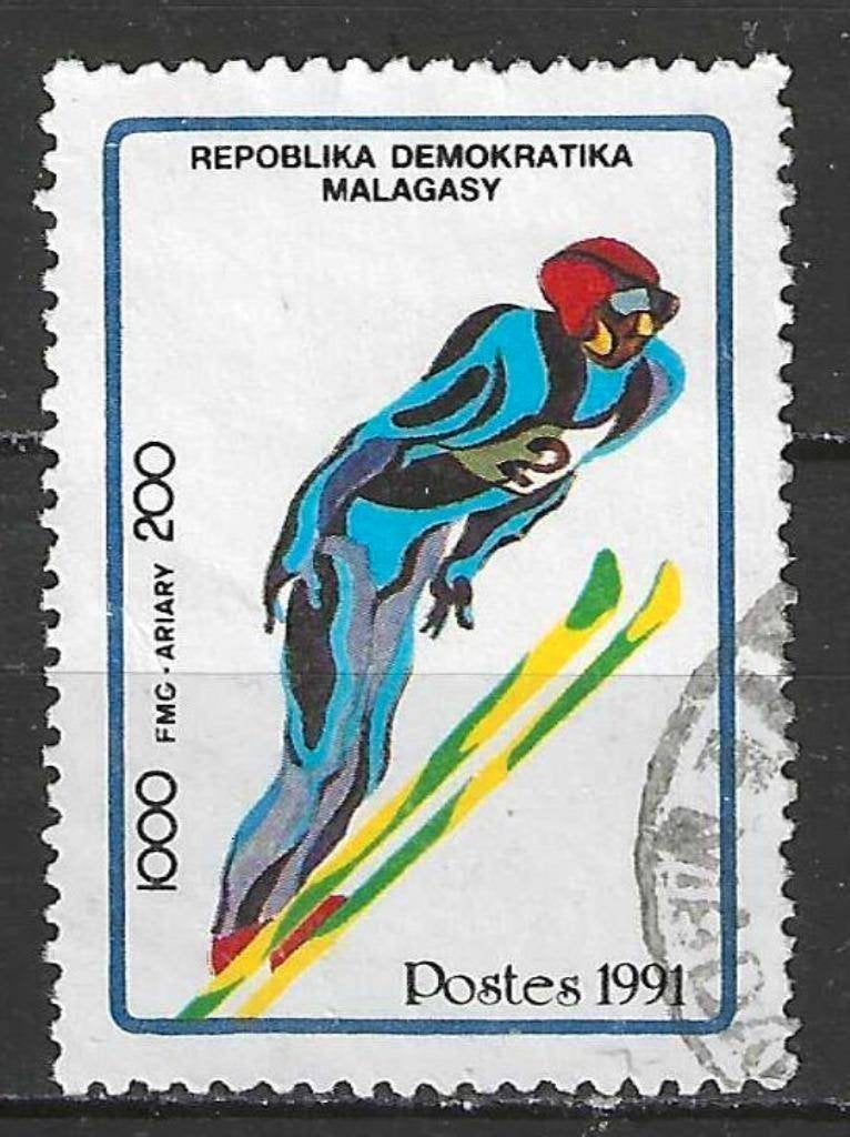 Madagascar 1991 - Yvert 1036 - Olympische Winterspelen (ST), Verzenden, Gestempeld