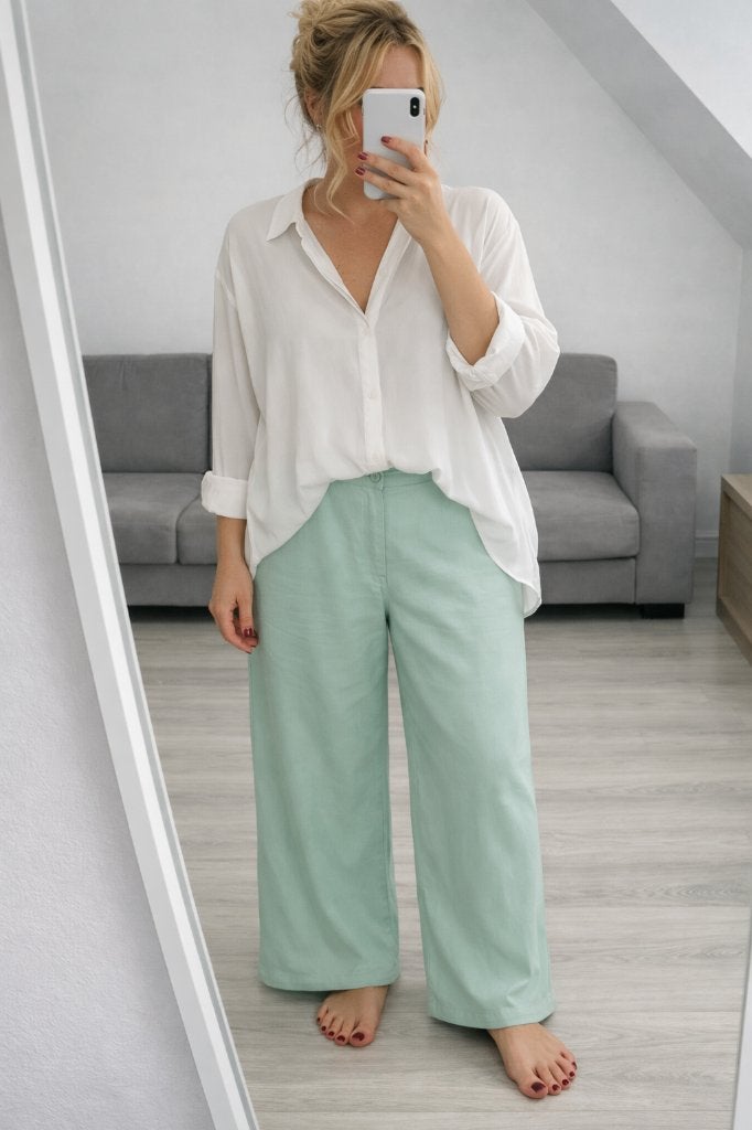 Pantalon met wijde pijpen maat 46, Taille 46/48 (XL) ou plus grande, Comme neuf, Envoi, Vert