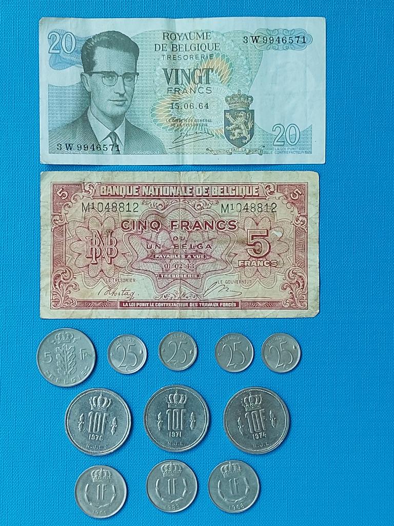 biljet 1 Belga 1943 en oude munten België en Luxemburg, Enlèvement, Monnaie en vrac