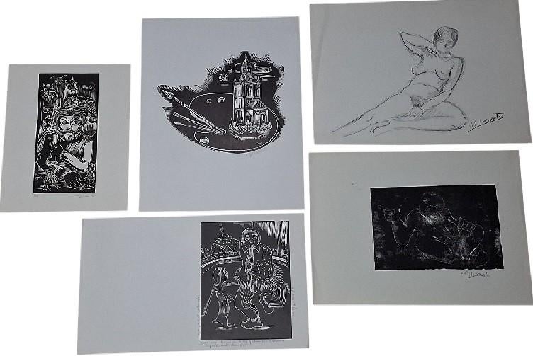5 grafiekkunst Willy Lecomte., Antiquités & Art, Enlèvement ou Envoi, Signé