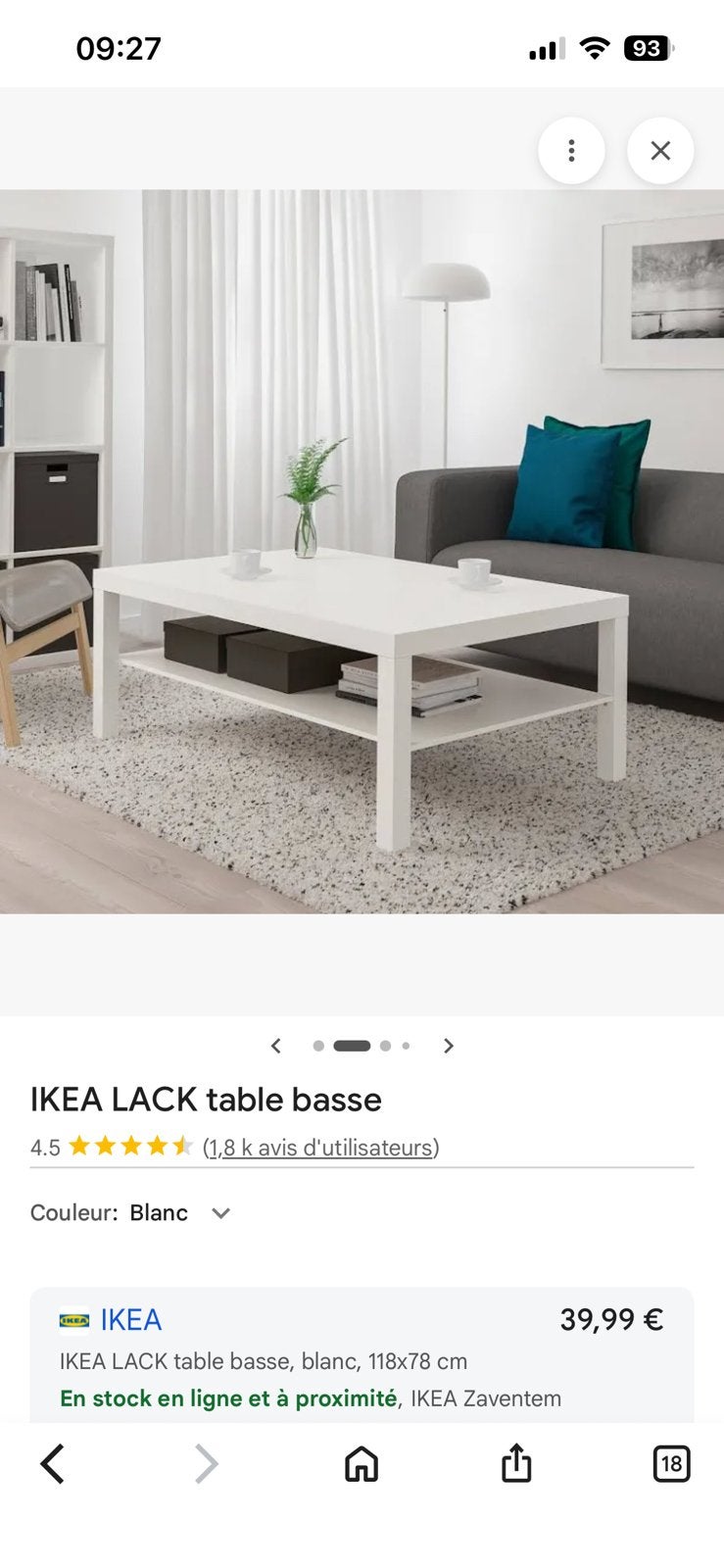 Table blanche ikea, Enlèvement
