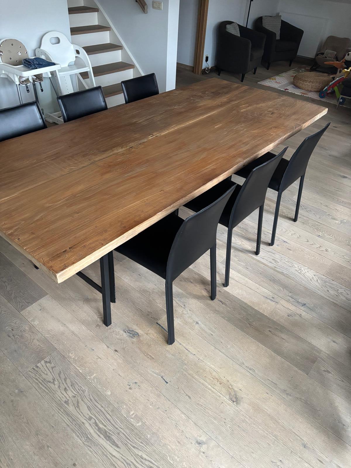 6 zwarte lederen stoelen, Enlèvement, Comme neuf