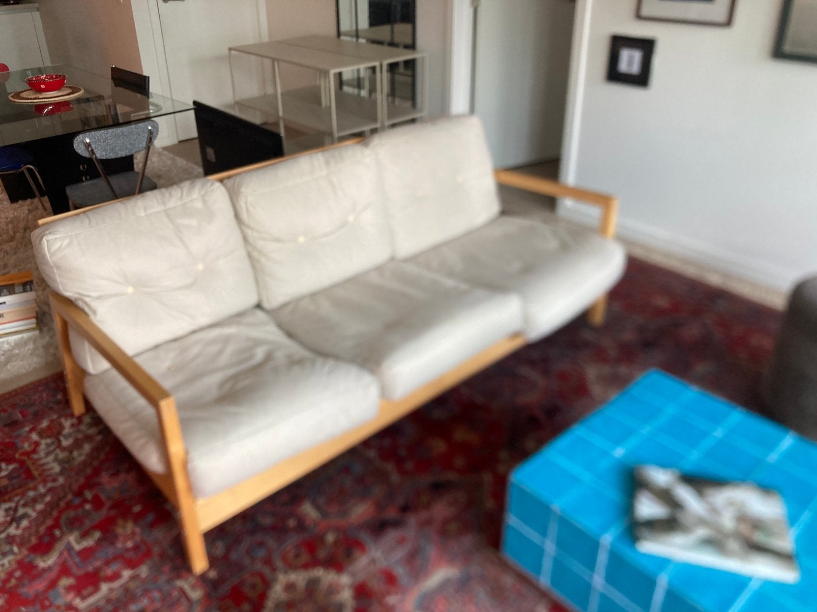 IKEA Lillberg Bank - Retro / Mid-Century Modern - Berkenhout, 75 à 100 cm, Bois, Enlèvement, Utilisé