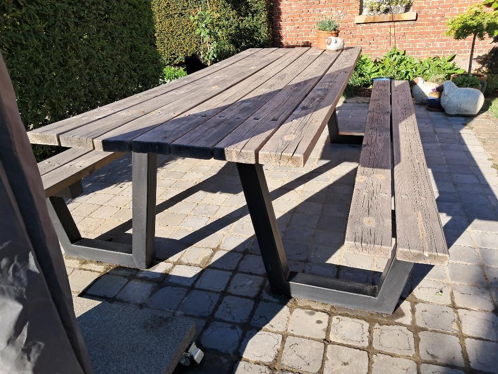 Tuinset picknicktafel 270 lang, Tuin en Terras, Ophalen, Gebruikt, 8 zitplaatsen, Bank