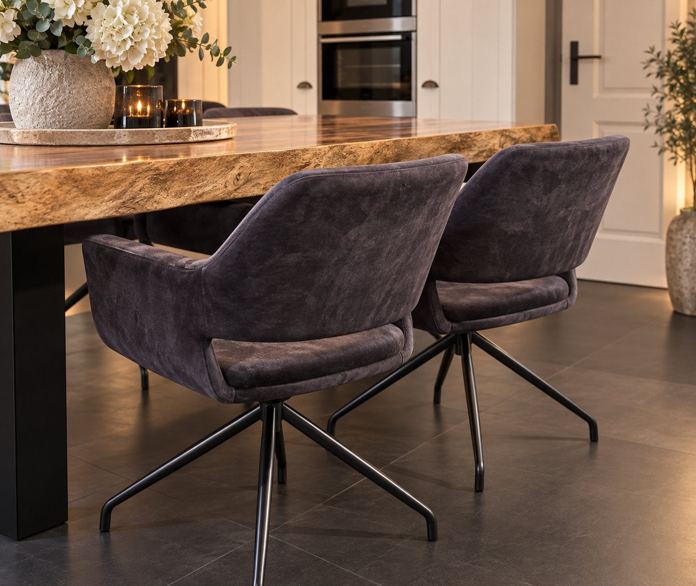 Eetkamer stoelen 6 draaibaar velvet, Huis en Inrichting, Ophalen, Velvet, Zo goed als nieuw, Vijf, Zes of meer stoelen