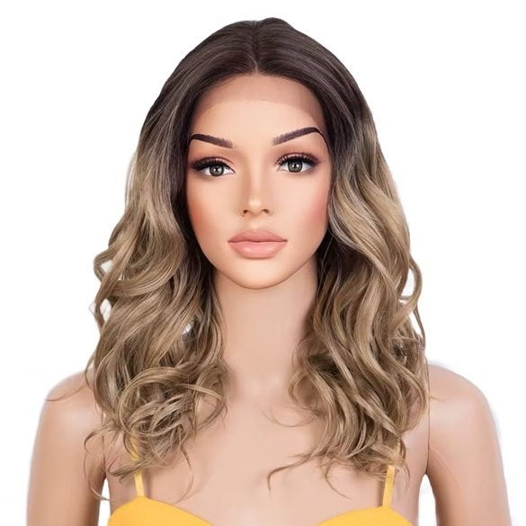 Ombre lace front pruik met lang haar zonder pony, Ophalen of Verzenden, Nieuw