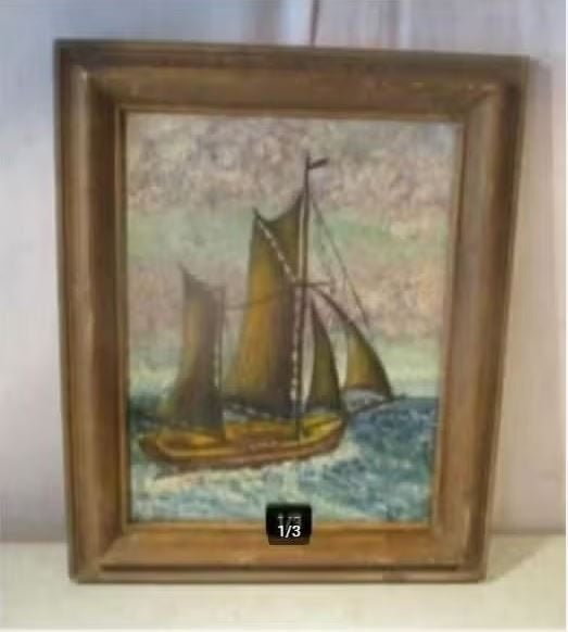 Belle œuvre peinte ancienne « Voilier en mer » - F Verlinden, Antiquités & Art, Enlèvement ou Envoi, Toile, Maritime / eau, Signé