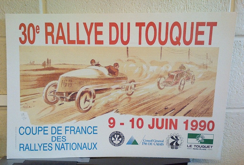Affiche originale vintage 1990, 30e Rallye du Touquet -, Collections, Posters & Affiches, Comme neuf, Sport, Rectangulaire horizontal