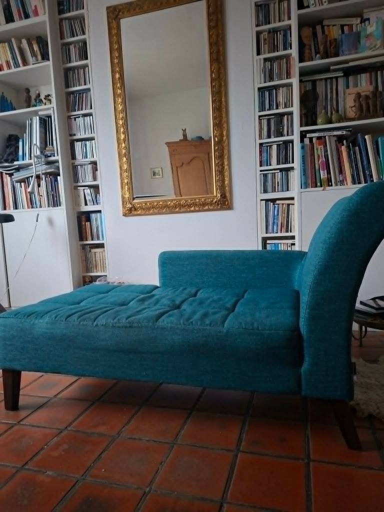 méridienne bleu vert canard gold collection de home spirit, Moins de 75 cm, Moins de 150 cm, Bois, Une personne