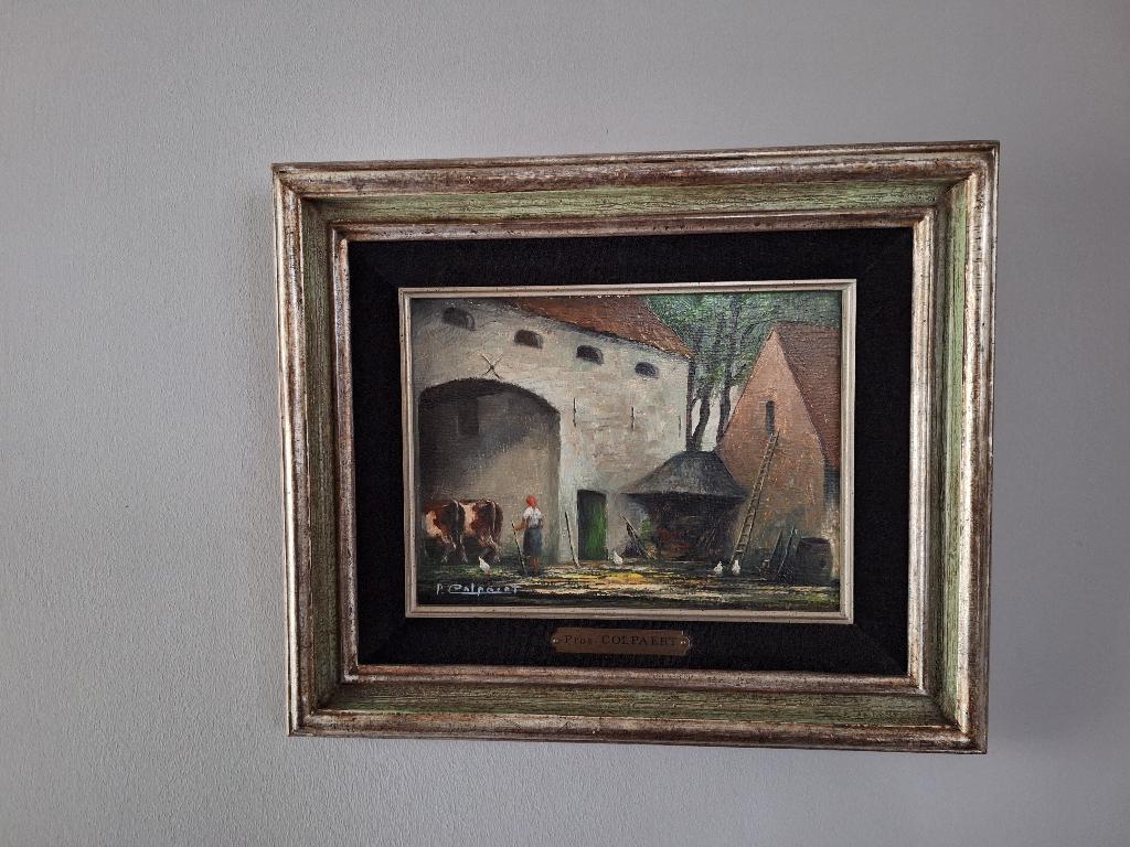 3 schilderijen Neerhof met boer(in) – Prosper Colpaert, Ophalen