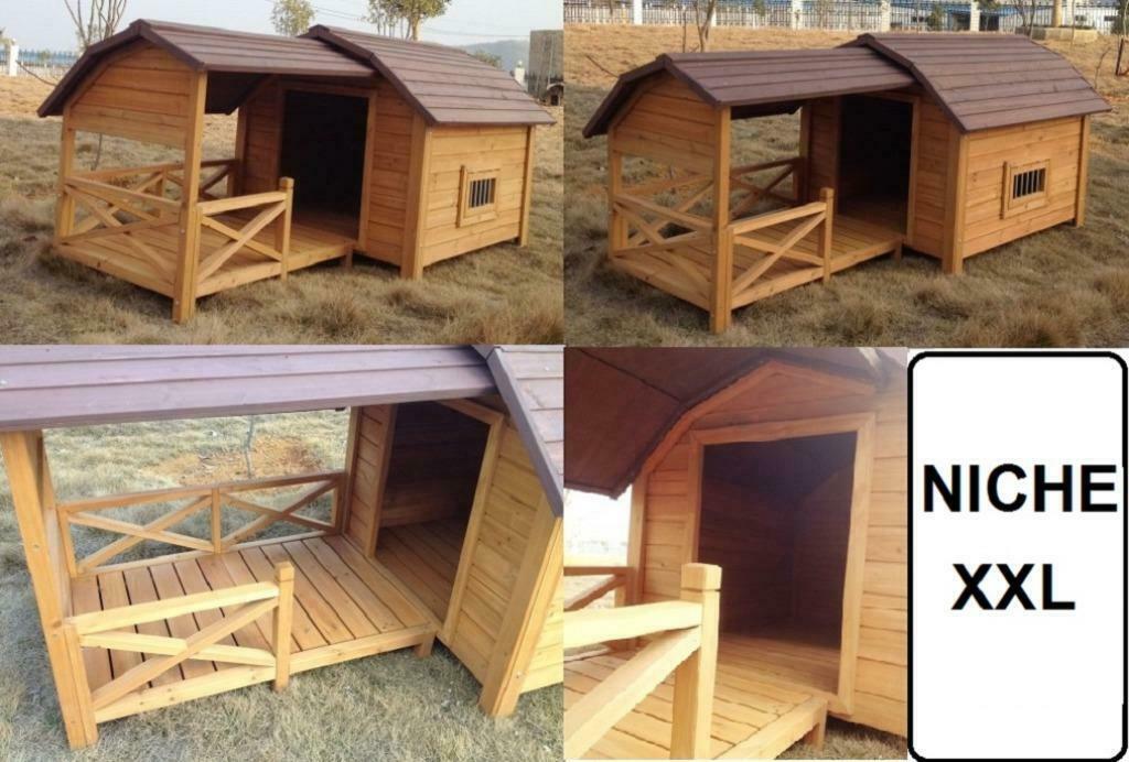 Niche XXL abri chien niche GEANTE + terrasse niche chien, Enlèvement ou Envoi, Neuf, Niche à chien