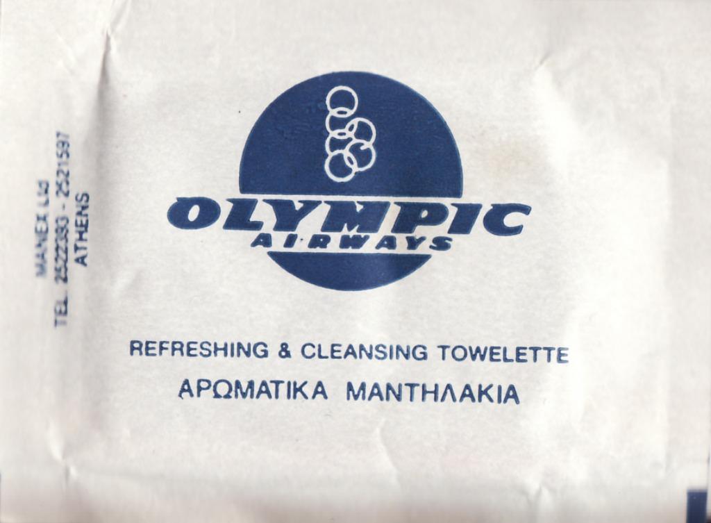 Refresing towel Olympic Airways, Ophalen of Verzenden, Zo goed als nieuw