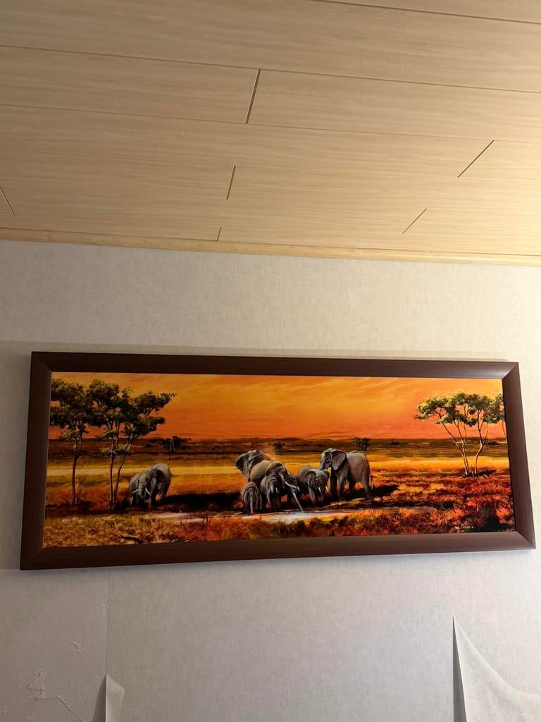 Prachtig groot foto/schilderij met kader 1,60 m op 63 cm, Ophalen, Zo goed als nieuw, Schilderij