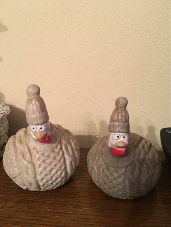 Paire de petites poules j line, Antiquités & Art