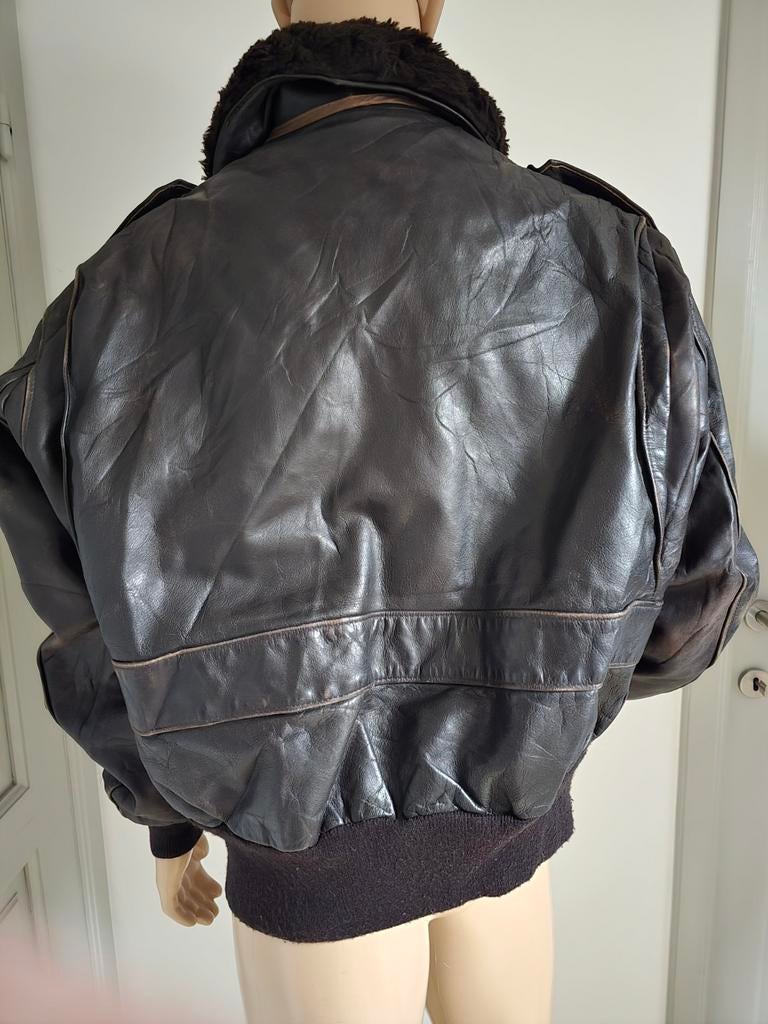 Blouson aviateur G-1 Schott Vintage L, Schott, Taille 52/54 (L), Brun, Porté