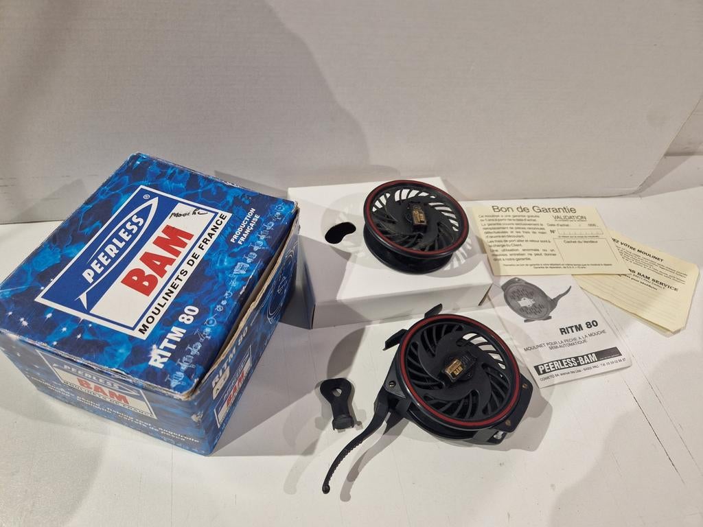 Peerless BAM ritm 80 automatic reel en reserve spoel in doos, Watersport en Boten, Hengelsport | Vliegvissen, Ophalen of Verzenden