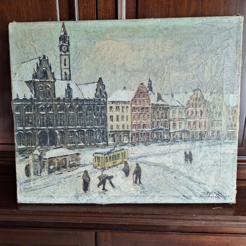Sneeuw te Gent van DEZEINE, Antiek en Kunst, Ophalen of Verzenden